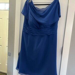 Elegant Blue Chiffon Draped Women’s Dress